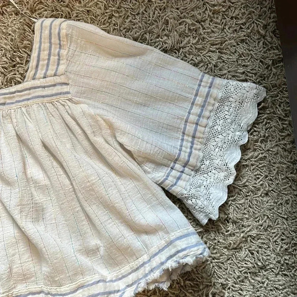 FreePeople Cottagecore Boho Romantic Fairy Whimsigoth Square NeckLace Blouse SzS - Picture 10 of 11